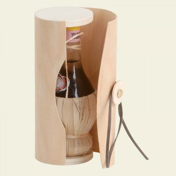 Astuccio MIGNON in foglia di legno con chiusura laccio di cuoio cm.14x6