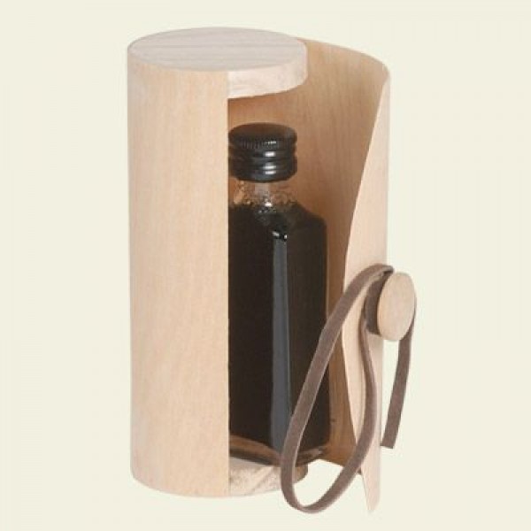 Astuccio MINI in foglia di legno con chiusura laccio di cuoio cm.12x5