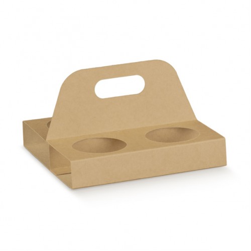 Box asporto 4 bicchierini da caffè espresso con manico mm.150x130x25 - Pz.50
