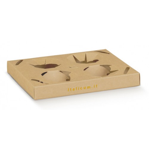 Box asporto 4 bicchieri caffè espresso o americano mm.220x175x25 - Pz.50