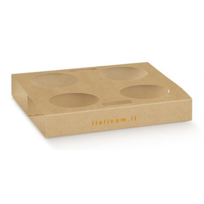 Box asporto 4 bicchieri caffè tipo americano mm.195x180x30 - Pz.50