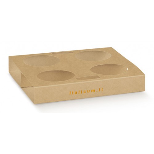 Box asporto 4 bicchieri caffè tipo americano mm.195x180x30 - Pz.50