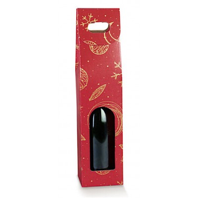Scatola portabottiglia 1 posto rosso con manico mm.90x90x385 - Pz.10