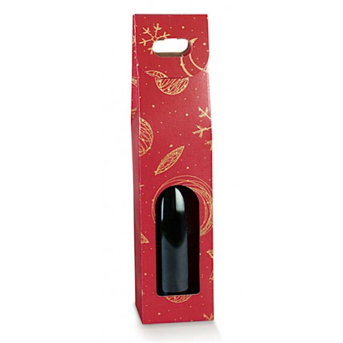 Scatola portabottiglia 1 posto rosso con manico mm.90x90x385 - Pz.10