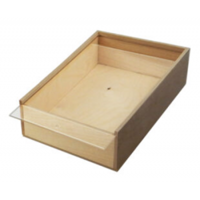 Scatola legno con coperchio plex trasparente scorrevole cm.27 x 21,5 x 5,1