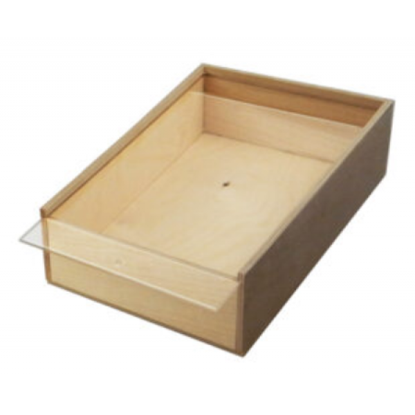 Scatola legno con coperchio plex trasparente scorrevole cm.27 x 21,5 x 5,1