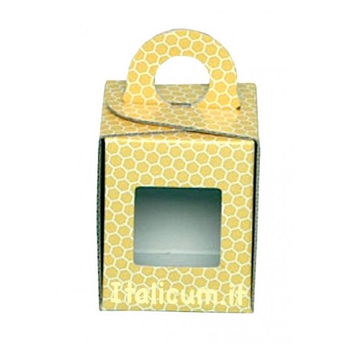 Scatole porta vasetti miele 1 posto cartoncino giallo per 500 gr. (390 ml)  mm.85x85x110 - Pz.50