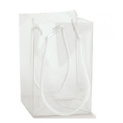 Scatola trasparente Shopperbox con manici cordino mm.90x90x140 - Pz.10