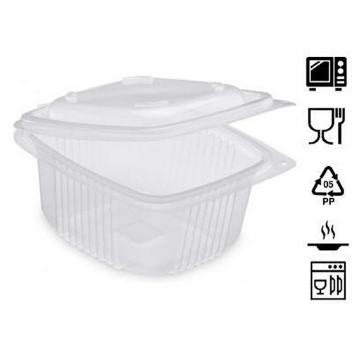 Vaschette trasparenti con coperchio per alimenti 1200 CC mm.190x185x69 - Pz.50 