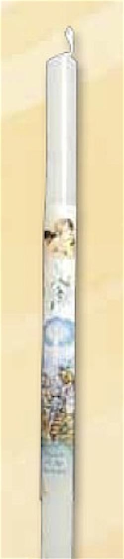 Battesimo Candela decorata diametro cm.1,5 altezza cm.28