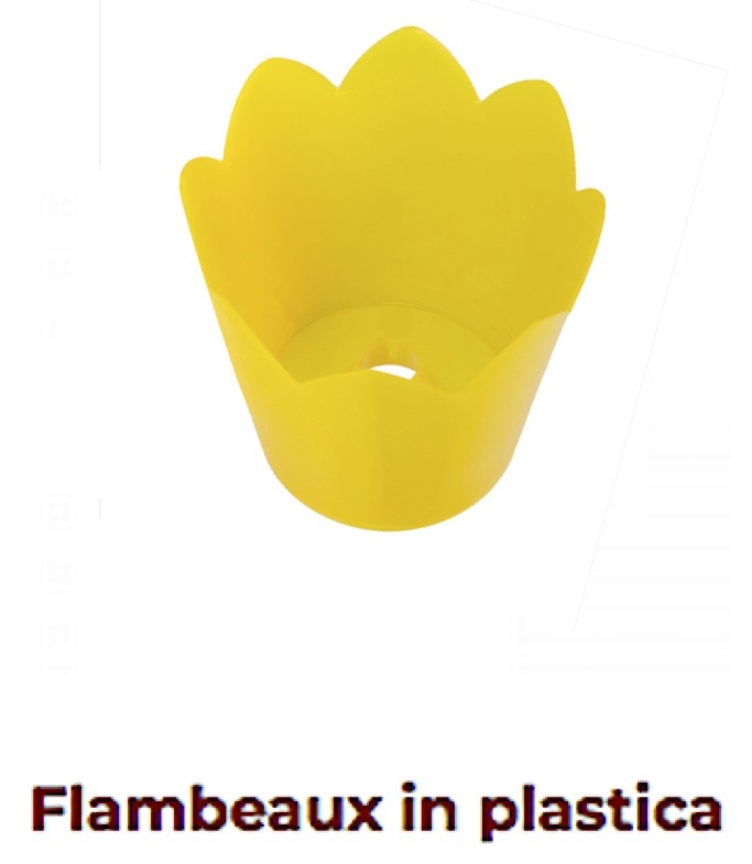 Flambeaux in plastica giallo per candele 2 pezzi