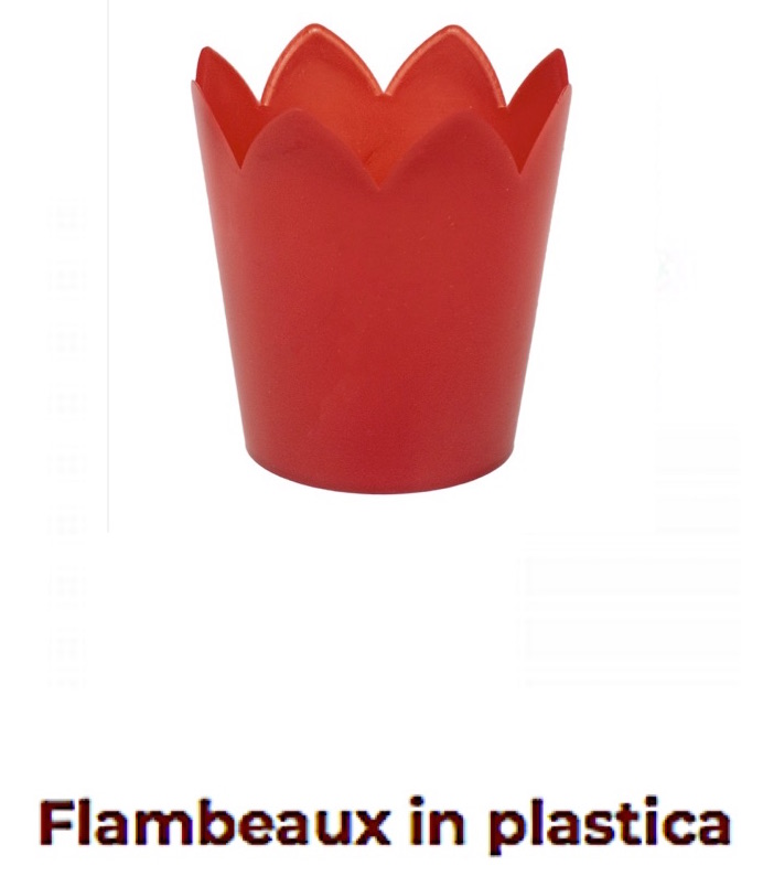 Flambeaux in plastica rosso per candele 2 pezzi