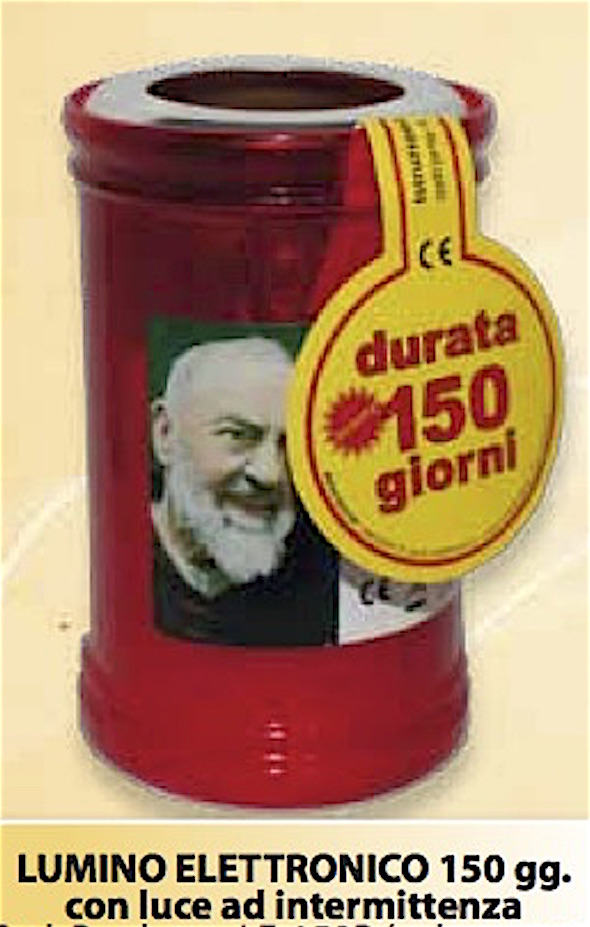 Lumino votivo elettronico ad intermittenza rosso durata 150 gg.