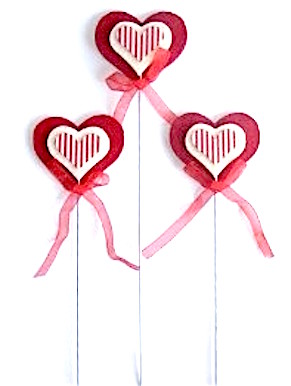 Pick cuore rosso Feltro cm.6 alto cm.24 - Pezzi 6