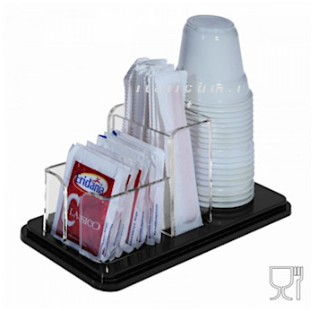 Acryl Zuckersticks Rührwerke und Plastikbecher halter schwarz und Klar plexiglass 3 Abscheidern