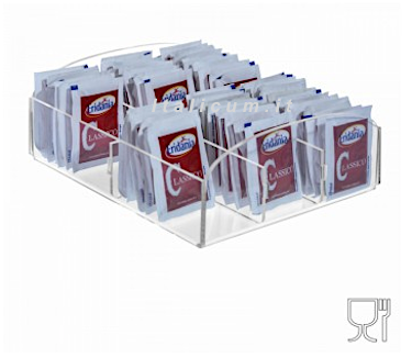 Sugar packet holder clear plexiglass 6 dividers cm.17x16x8