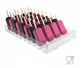 ICE LOLLY or ICICLES clear acrylic tray display 36 slots 9 rows cm.48x29x5