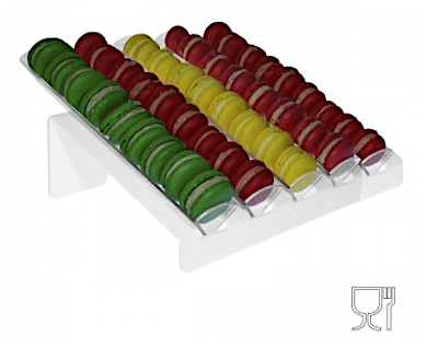 Porta Macarons espositore bianco in plexiglass 5 file cm.36x33x16
