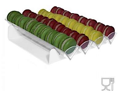 Macarons Halter weiß Plexiglas FLACH Display 4 Zeilen cm.30x33x8
