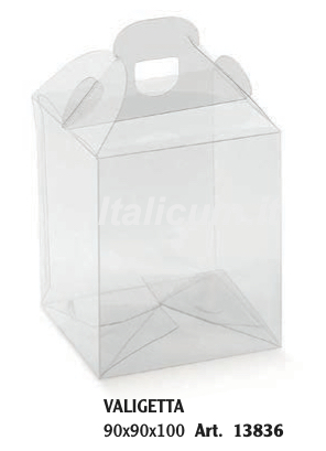 Klarsicht Gläserhalter 1 Platz 500 gr. Handtasche mit Griffen mm.90x90x100 - 10 Stck.