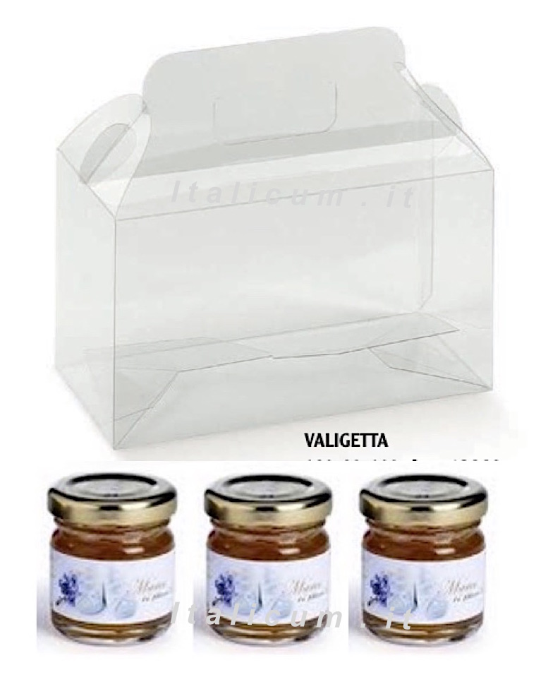 Scatole portavasetti 3 posti trasparenti a VALIGETTA in PVC con manico mm.190x60x150 - Pz.10 2