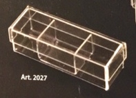 PLEXIGLAS rechteckig Klarsichtbox mit Deckel und Trennwände - 5 Stck. - mm. 140x40x35