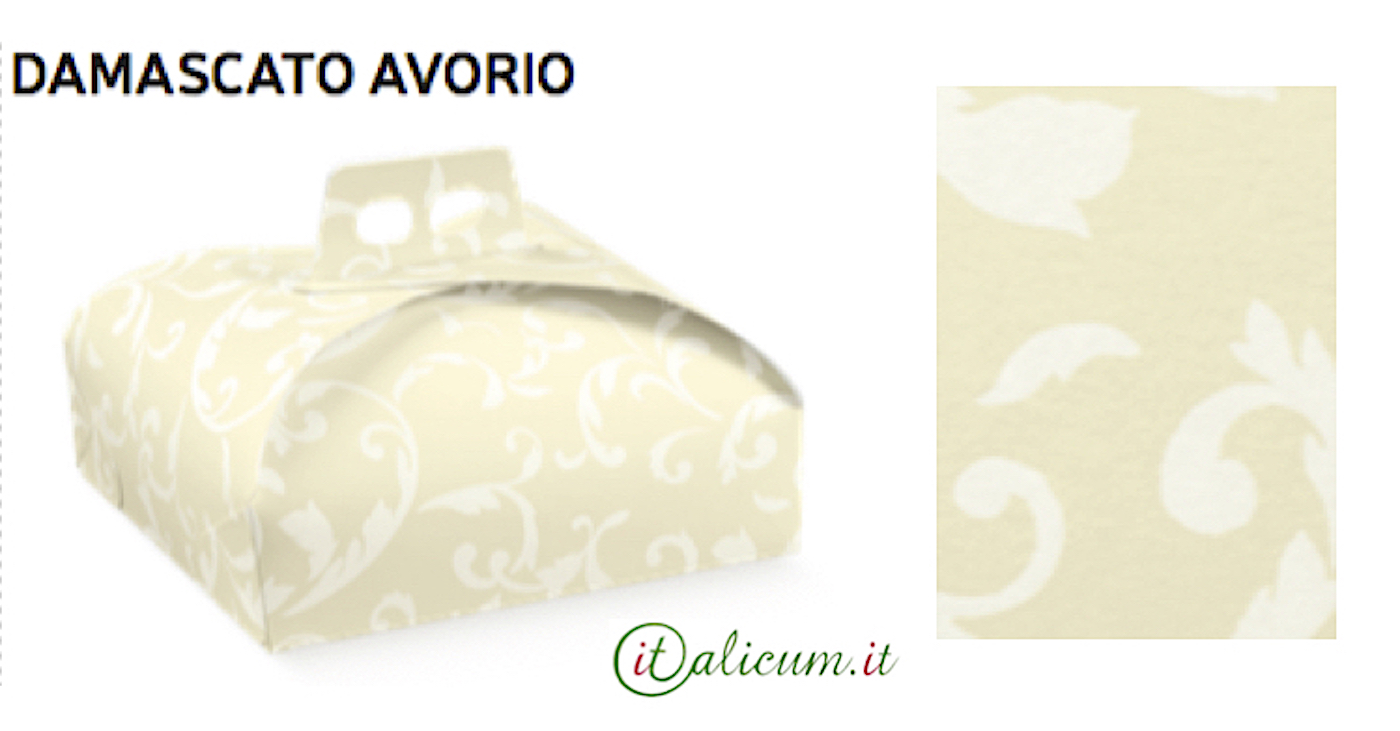 Cake-box Ivory damask colored cardboard mm.270x270x70 - 20 Pcs.