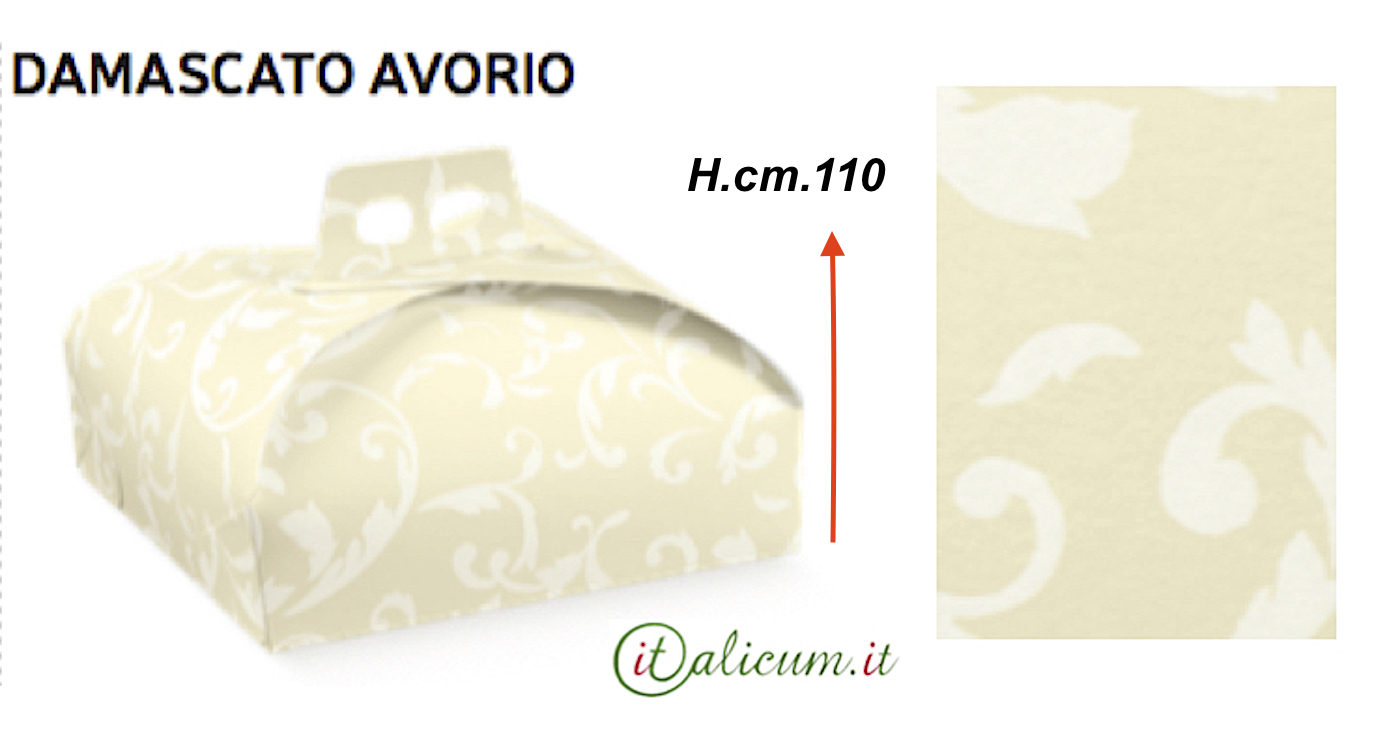 Cake-box Ivory damask colored cardboard mm.230x230x110 - 100 Pcs.