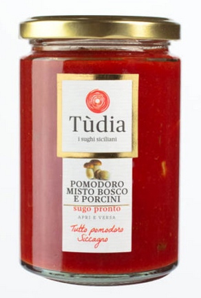 Tomatensauce mit Gewürzmischungen und Waldpilze porcini in Olivenöl extra vergine - 350 gr.