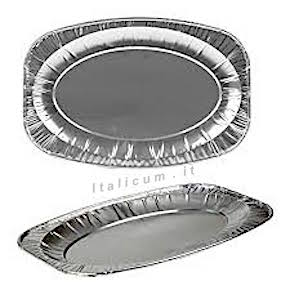 Kleine ovale Aluminiumschale Tablet für Lebensmittel mm.351x243x21 - V1 - Stk. 2