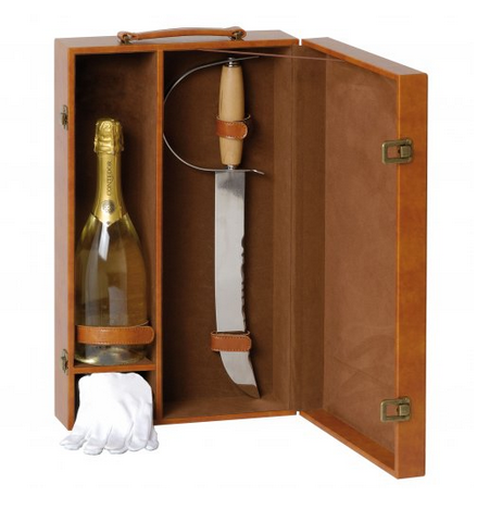 Säbel Box 1 Flasche mit Handschuhen
