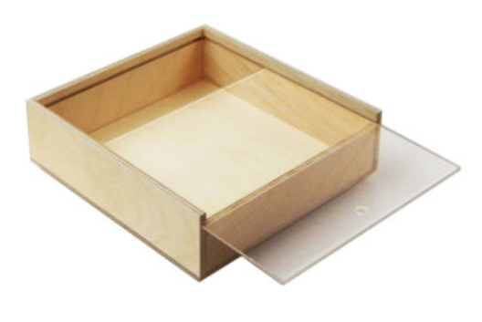 Wooden box with transparent sliding lid cm.19 x 18.2 x 4