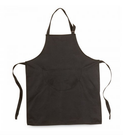 Grembiule con pettorina nero con tasca frontale cm.83x70