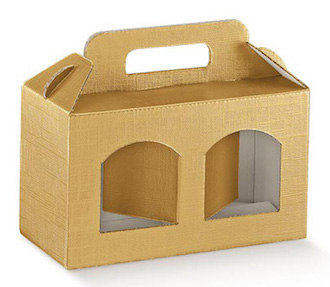 Jar boxes 2 places gold cardboard 130x60x150 mm. 10 Pieces