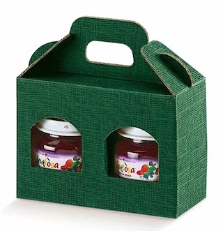 Jar boxes 2 places 400 g. green cardboard 170x80x90 mm. 10 Pieces