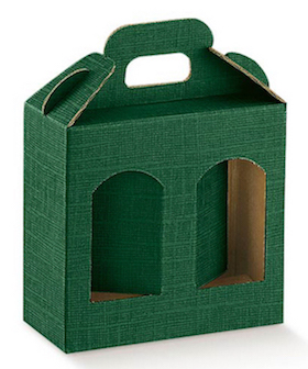 Jar boxes 2 places green cardboard 130x60x150 mm. 10 Pieces
