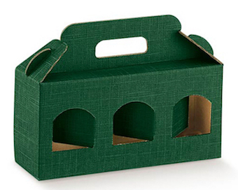 Glasboxen 3 Fenster 300 gr. grüner Karton 250x80x90 mm 10 Stk.