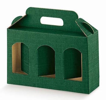 Jar boxes 3 windows green cardboard 310x100x150 mm 10 pcs