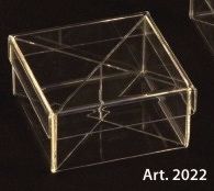 PLEXIGLASS SQUARE candy box with lid and dividers - 6 Pcs. - mm. 100x100x50