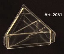 PLEXIGLASS triangular candy box with lid and dividers - 6 Pcs. - 70 mm. height 30 mm