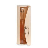Zylindrische Holzgeschenkbox mit Lederband für Champagnotta, cm.34,50 x 9,30
