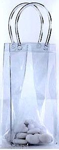 GASTGESCHENKBEHÄLTER PVC TRANSPARENT TASCHE MIT GRIFFEN mm.90x90x190 - Packung mit 20 Stück