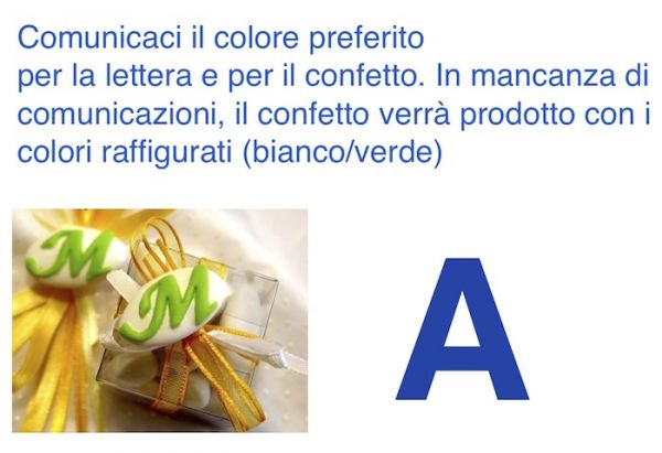 Decorated italian Chocolate Confetti candy favor - A - LETTER - 10 Pcs.