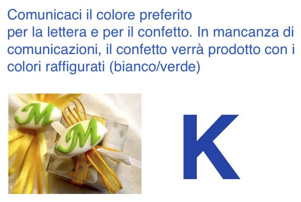 Confetti al cioccolato decorati con iniziale nome - LETTERA K - Pz.10
