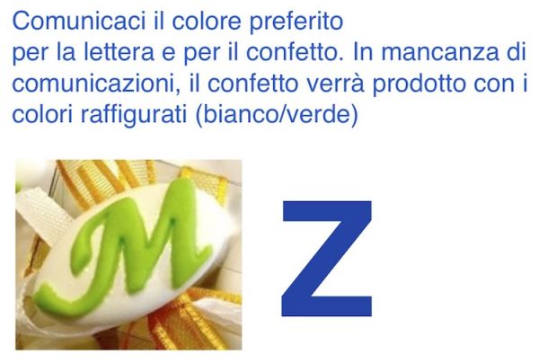 Decorated italian Chocolate Confetti candy favor - Z - LETTER - 50 Pcs. 10% Discount