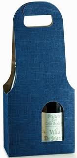 SCATOLE PORTABOTTIGLIA BAG 2 postI JUTA BLU mm.180X90X410 Pz.20