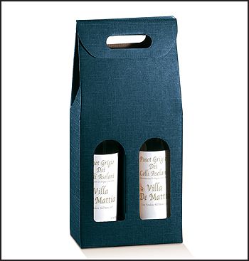 Scatole Portabottiglia 2 posti JUTA BLU mm.180x90x385 Pz.20