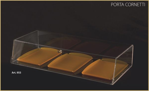 ACRYLGLAS CROISSANT AUSTELLER - cm. 80x35 Höhe cm. 15