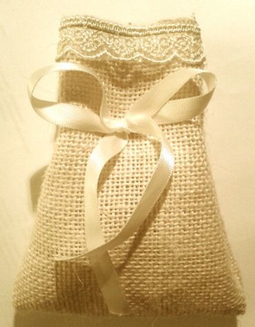Jute-Tasche Elfenbeinfarbige für Hochzeit Gefälligkeiten mit gesticktem Rand mm.100x120 - 150 Stck
