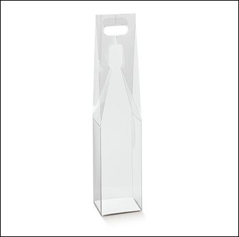 Scatole Sacchetto trasparenti portabottiglia 1 posto acetato PVC mm.90x90x430 Pz.10